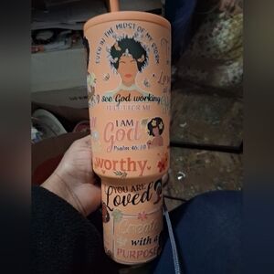 Inspirational Orange Tumbler with Quotes